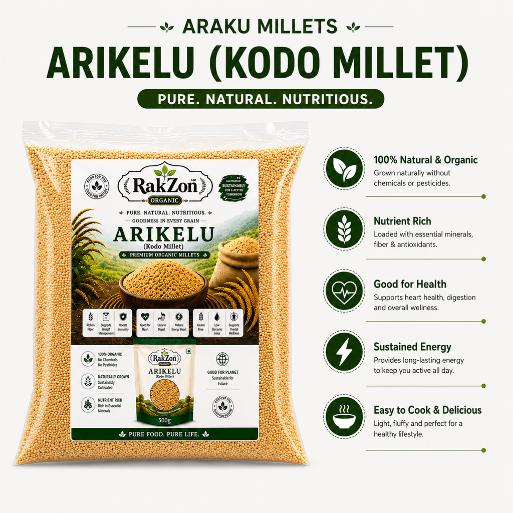 RAKZON Organic Arikalu (Foxtail Millet) | Farm Fresh Araku Millet | Gluten Free Healthy Grain | Direct From Farmers