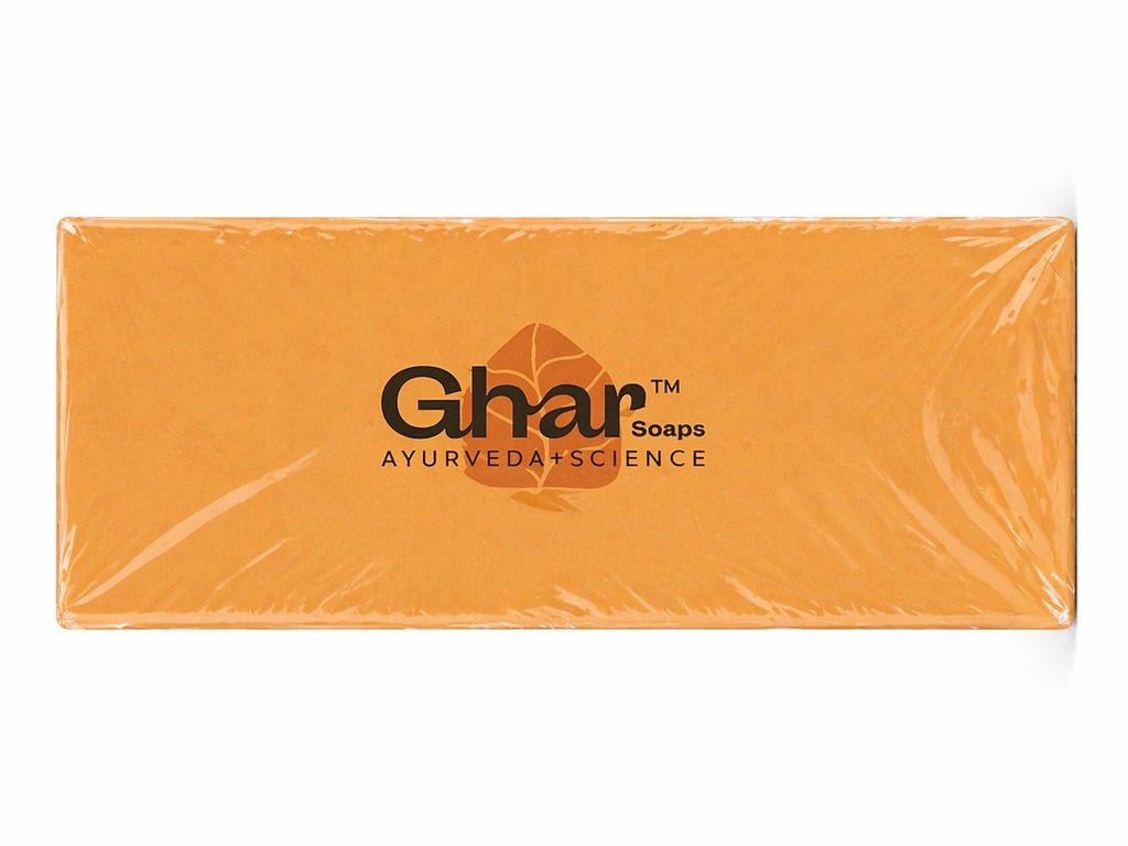 Ghar Magic Soaps Sandalwood & Saffron Magic Soaps For Bath ( Pack Of 3) 300 Gms | Paraben Free | Chandan & Kesar Bath Soap | Handmade Soaps For Glowing | Skin Brightening Soap For Men & Women