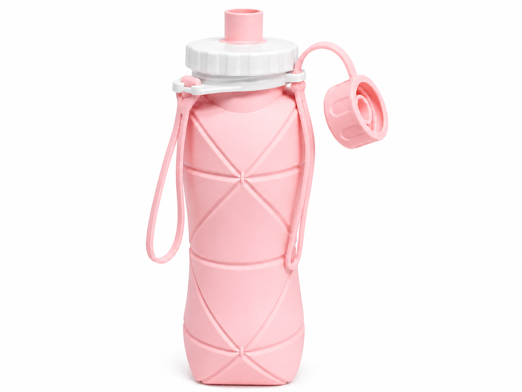 RAKZON Foldable Silicone Water Bottle 600ml | Collapsible Travel Bottle | Leakproof BPA-Free | Wide Mouth | Portable for Gym, Cycling, Camping & Office | Multicolor
