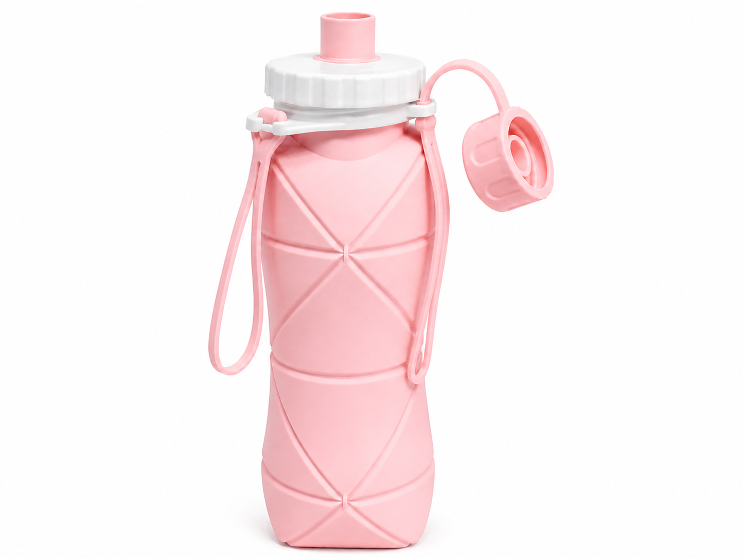 RAKZON Foldable Silicone Water Bottle 600ml | Collapsible Travel Bottle | Leakproof BPA-Free | Wide Mouth | Portable for Gym, Cycling, Camping & Office | Multicolor