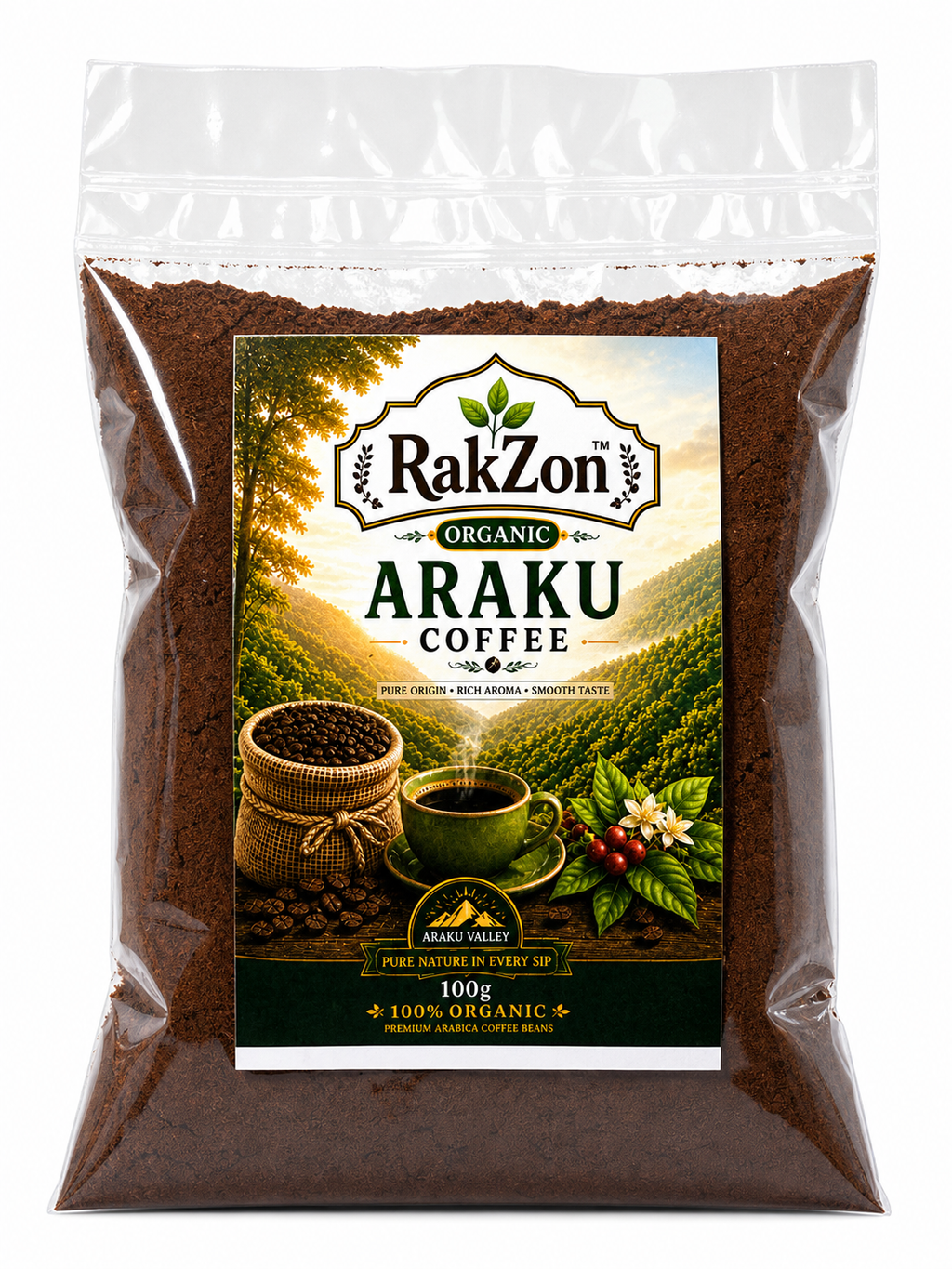 RakZon Organic Araku Coffee Powder – 100% Pure & Natural, Farm-Fresh, Directly Sourced from Araku Valley Farmers