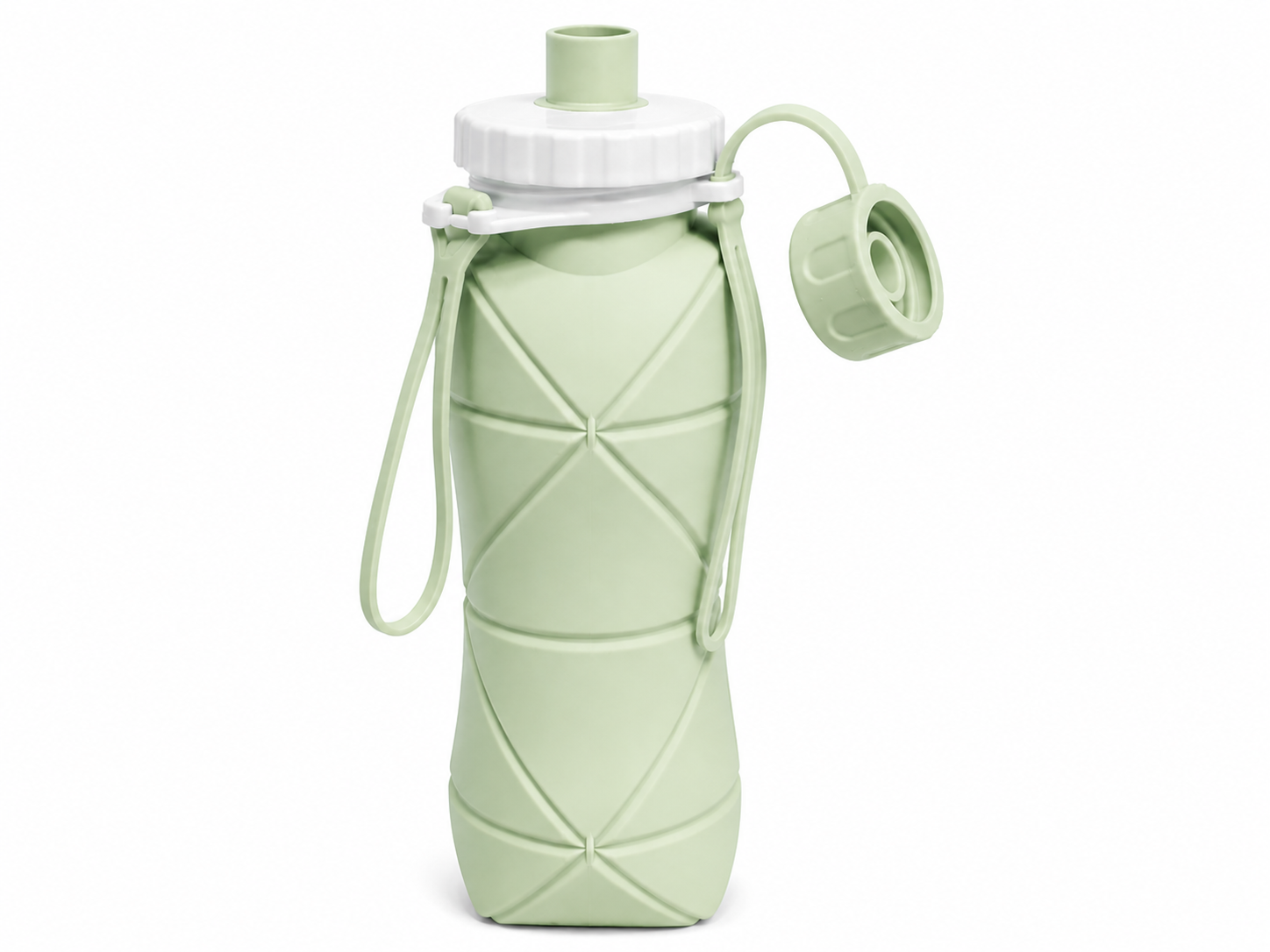 RAKZON Foldable Silicone Water Bottle 600ml | Collapsible Travel Bottle | Leakproof BPA-Free | Wide Mouth | Portable for Gym, Cycling, Camping & Office | Multicolor