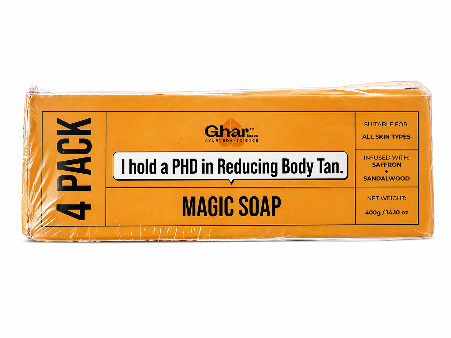 Ghar Magic Soaps Sandalwood & Saffron Magic Soaps For Bath ( Pack Of 3) 300 Gms | Paraben Free | Chandan & Kesar Bath Soap | Handmade Soaps For Glowing | Skin Brightening Soap For Men & Women