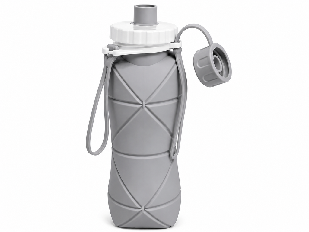RAKZON Foldable Silicone Water Bottle 600ml | Collapsible Travel Bottle | Leakproof BPA-Free | Wide Mouth | Portable for Gym, Cycling, Camping & Office | Multicolor