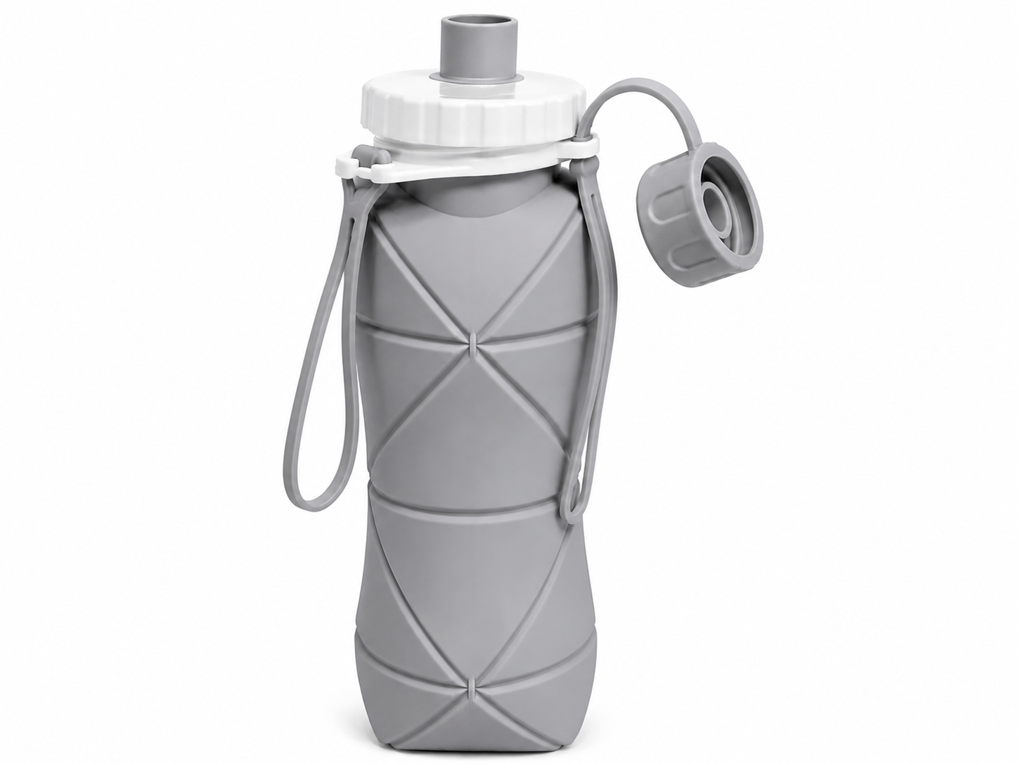 RAKZON Foldable Silicone Water Bottle 600ml | Collapsible Travel Bottle | Leakproof BPA-Free | Wide Mouth | Portable for Gym, Cycling, Camping & Office | Multicolor