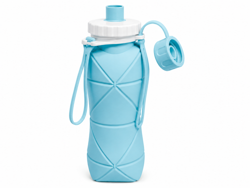 RAKZON Foldable Silicone Water Bottle 600ml | Collapsible Travel Bottle | Leakproof BPA-Free | Wide Mouth | Portable for Gym, Cycling, Camping & Office | Multicolor