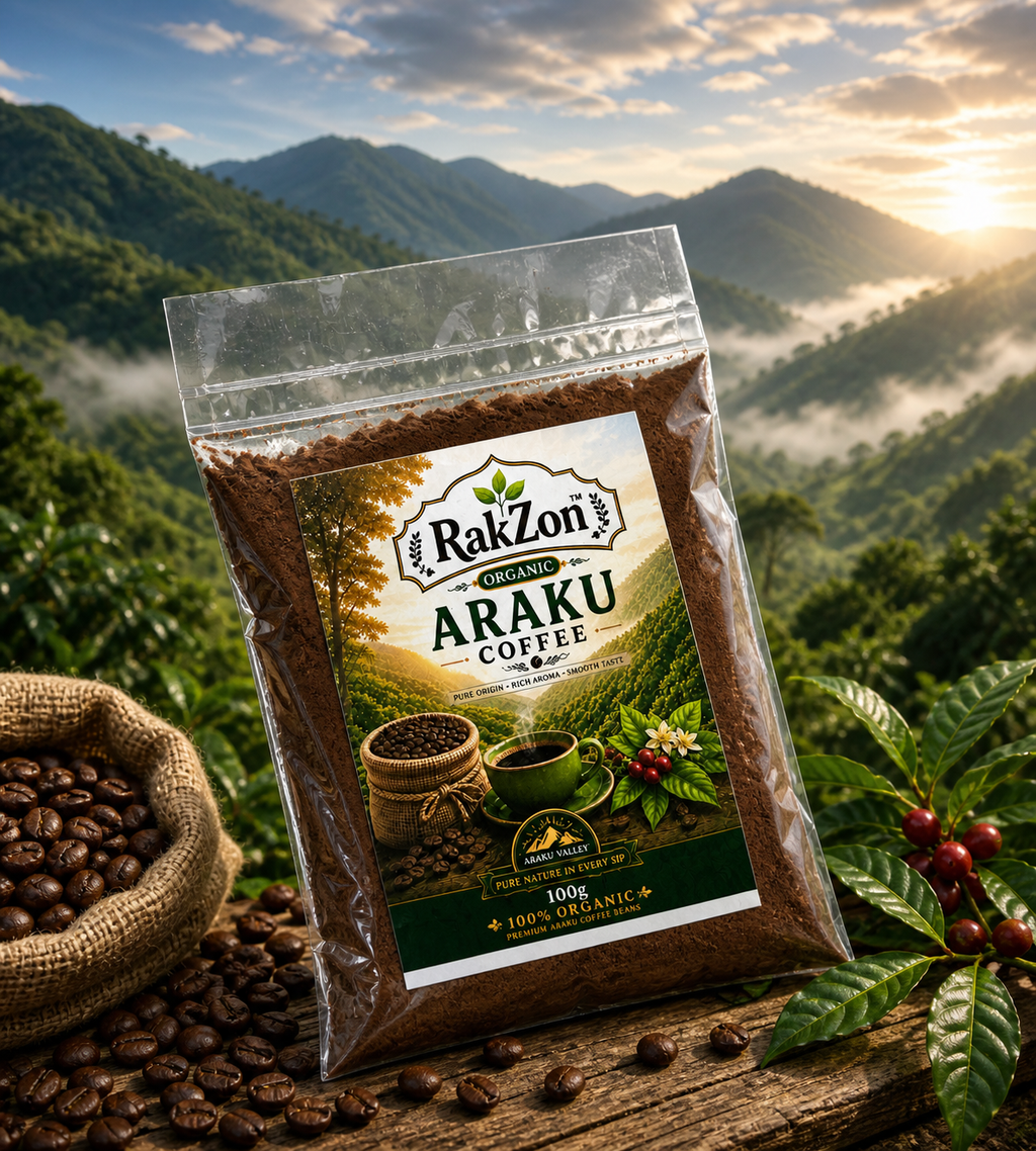 RakZon Organic Araku Coffee Powder – 100% Pure & Natural, Farm-Fresh, Directly Sourced from Araku Valley Farmers