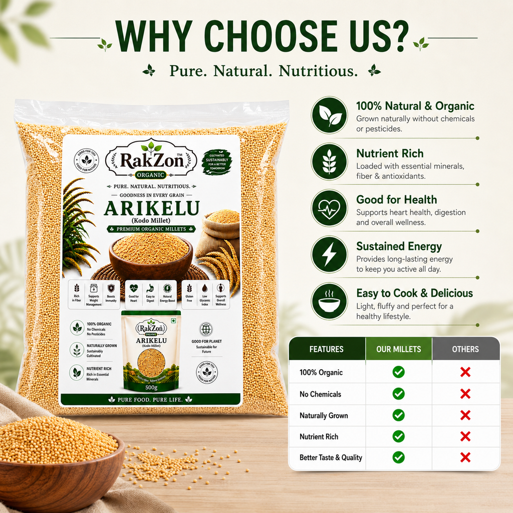 RAKZON Organic Arikalu (Foxtail Millet) | Farm Fresh Araku Millet | Gluten Free Healthy Grain | Direct From Farmers