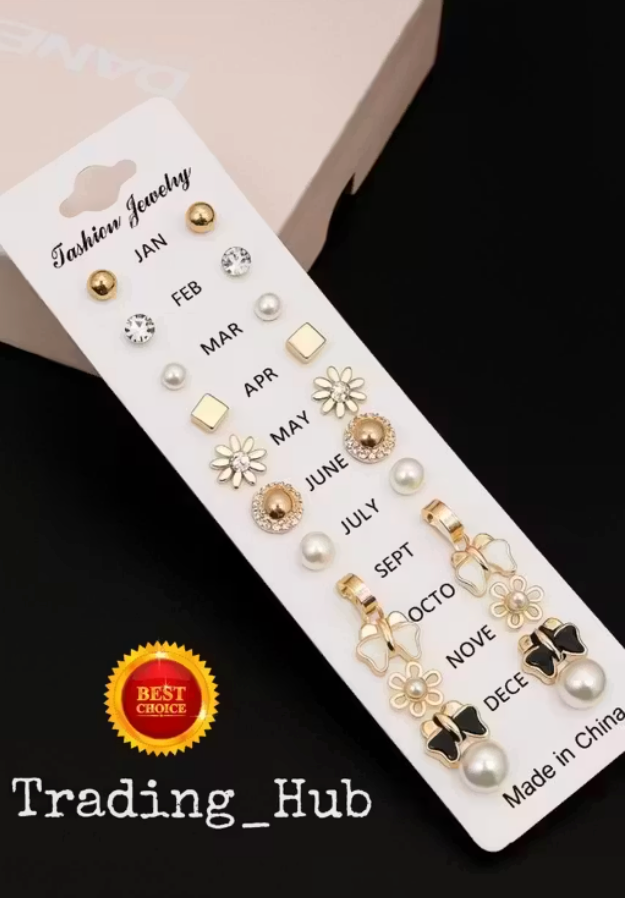12 Pair Stylish Stud Earrings Set for Women & Girls | Daily Wear & Party Wear Jewelry