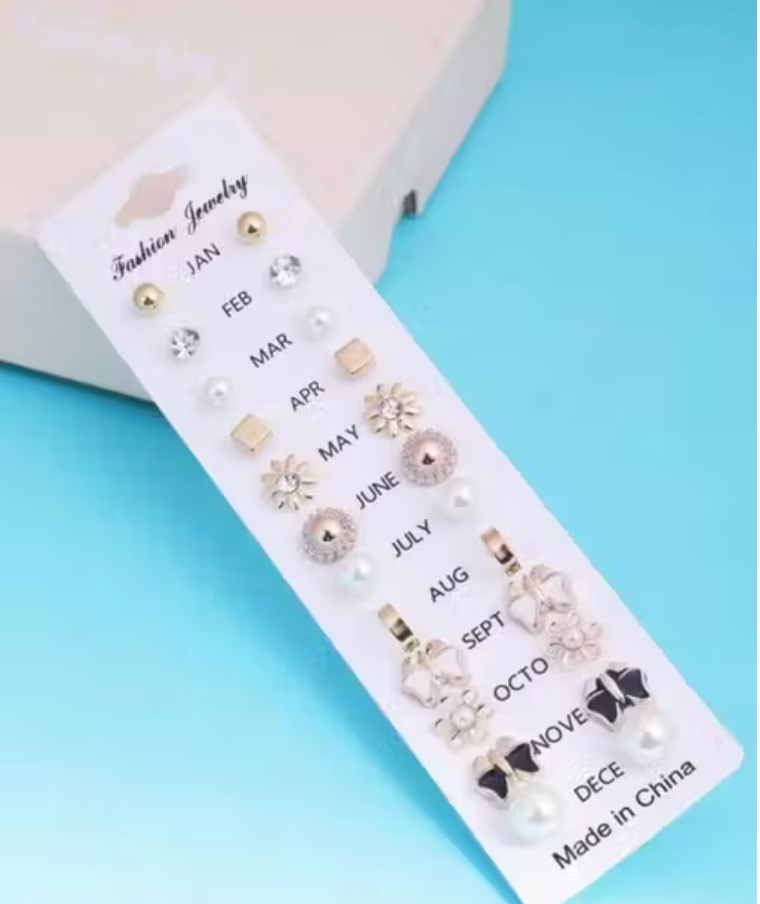 12 Pair Stylish Stud Earrings Set for Women & Girls | Daily Wear & Party Wear Jewelry