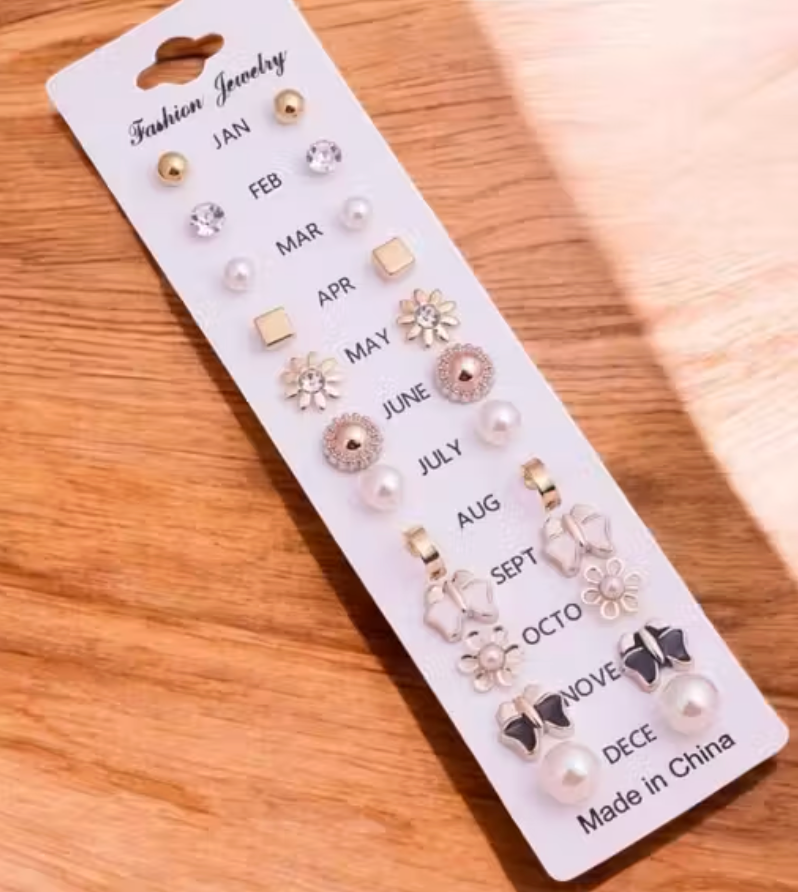12 Pair Stylish Stud Earrings Set for Women & Girls | Daily Wear & Party Wear Jewelry