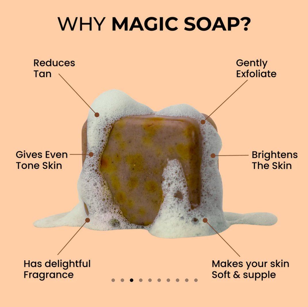 Ghar Magic Soaps ( Pack of 1 ) (100 Gms ) Sandalwood & Saffron Magic Soaps For Bath | Paraben Free | Handmade Soaps For Glowing | Skin Brightening Soap For Men & Women